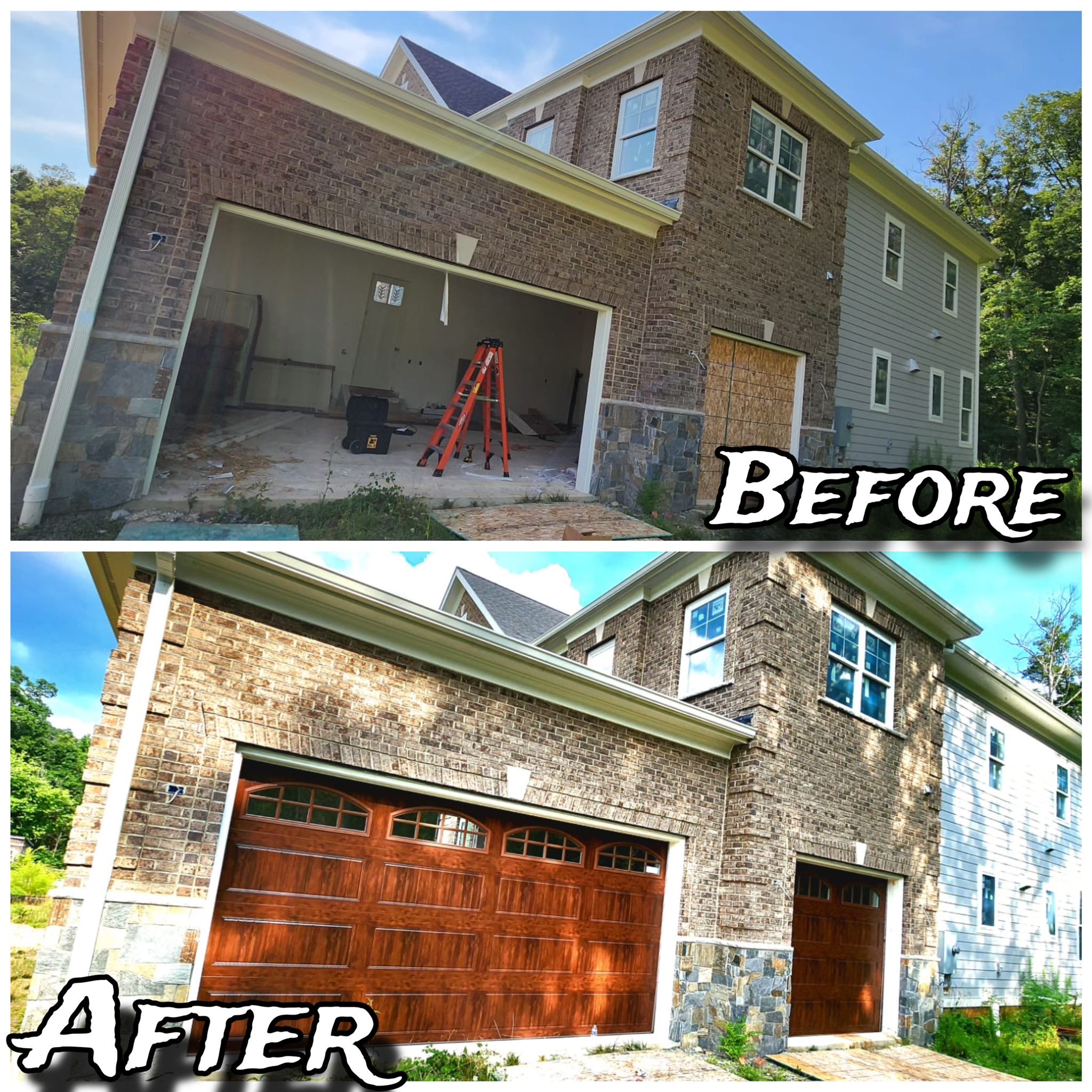 Residential garage door with modern design